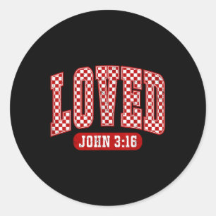 Retro Loved John 3-16 Christelijk Loves Valentijns Ronde Sticker