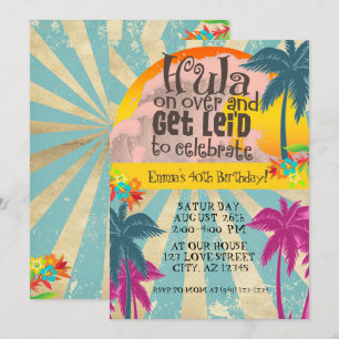 Retro Luau Hawaiian Tropical Hula op meer dan een Kaart