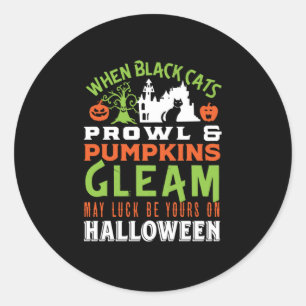  Retro Luck Halloween Quote en Poem Ronde Sticker