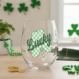 Retro Lucky St Patrick's Day Shamrock Wijnglas Zonder Voet