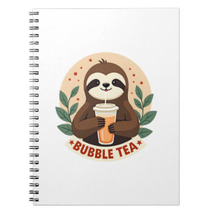 Retro Luiaard Bubble Tea Schattige Retro Dier Kuns Notitieboek