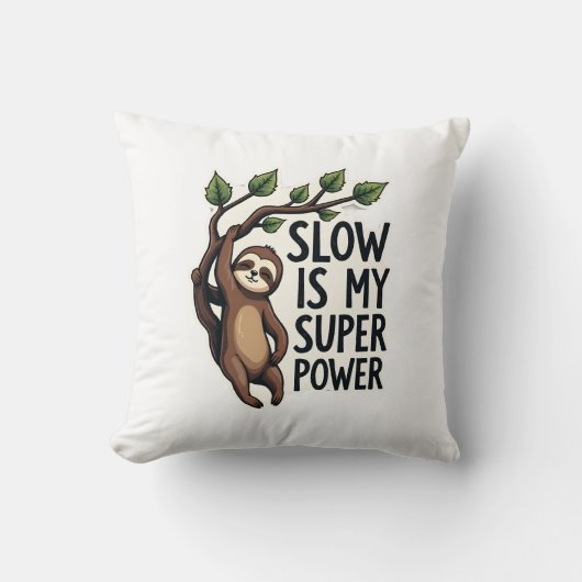 Retro Luiaard Citaat T-shirt Grappig Langzaam Leve Kussen (Voorkant)