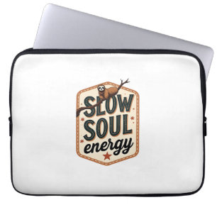 Retro luiaard citatent-shirt kalme stemming grafis laptop sleeve