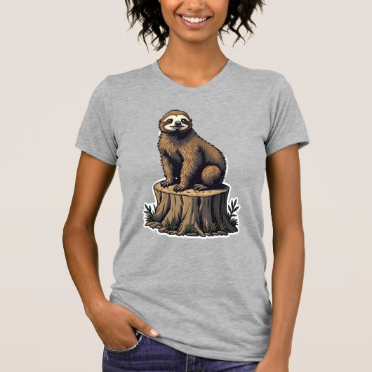 Retro Luiaard Gravure Wildlife T-shirt (3) (Voorkant)