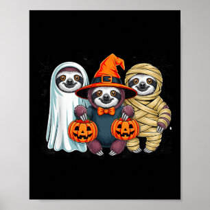 Retro Luiaard Heks Y Halloween Pompoen Vrouwen Man Poster