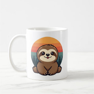 Retro luiaard illustratie Cute retro dier kunst 2 Koffiemok