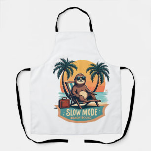 Retro luiaard vakantie shirt grappig tropisch rela schort