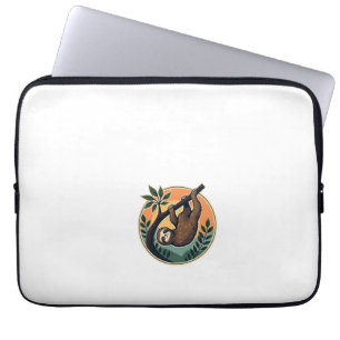 Retro Luiaard Vector Retro Wilde Dieren Badge 2 Laptop Sleeve
