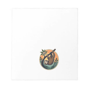 Retro Luiaard Vector Retro Wilde Dieren Badge 2 Notitieblok