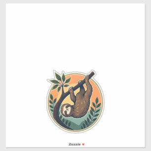 Retro Luiaard Vector Retro Wilde Dieren Badge 2 Sticker