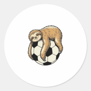 Retro Luiaard Voetbal Cute Dieren Shirt Ontwerp Ronde Sticker