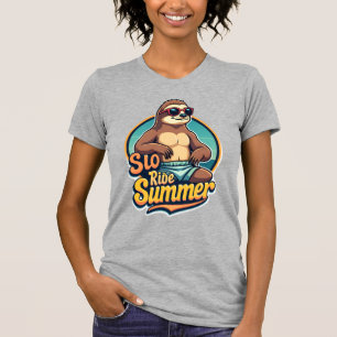 Retro luiaard zomer retro strand vibes ontwerp 2 t-shirt