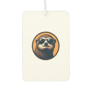 Retro Luiaard Zonneschermen Retro Badge Kunst 2 Luchtverfrisser