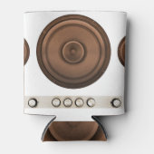 Retro luidsprekers: bruin, geïsoleerd wit. blikjeskoeler (Voorkant)