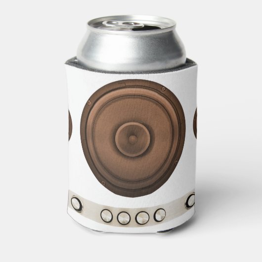 Retro luidsprekers: bruin, geïsoleerd wit. blikjeskoeler (Blikje Achterkant)