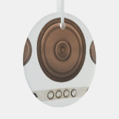 Retro luidsprekers: bruin, geïsoleerd wit. glas ornament (Voorkant Rechts)