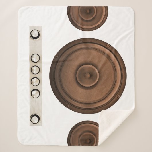 Retro luidsprekers: bruin, geïsoleerd wit. sherpa deken (Voorkant)