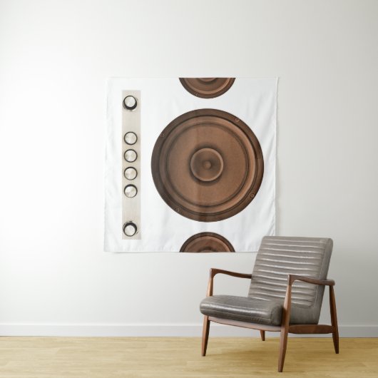 Retro luidsprekers: bruin, geïsoleerd wit. wandkleed (In Situ (horizontaal))