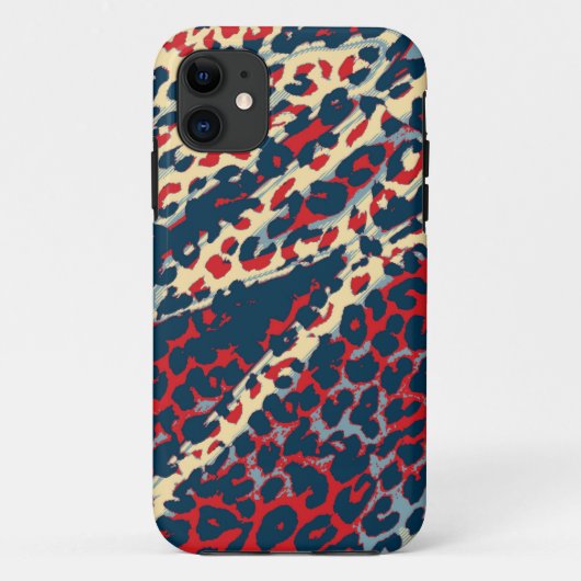 Retro-luipaard (blauw, rood, geel) Case-Mate iPhone case (Achterkant)
