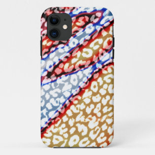 Retro-luipaard (rood, blauw, geel) iPhone 11 hoesje