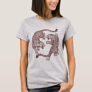 Retro Luipaard Strijdend Design | Retro Wilde Kat T-shirt