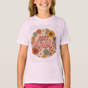 Retro Luipaardprint "Zachte Mama" Bloem Grafisch O T-shirt