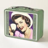 Retro lunchbox met gestileerde vrouw uit de jaren  (Achterkant)