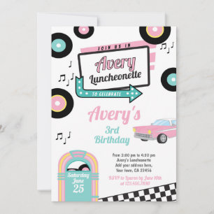 Retro Luncheonette Diner Feest Uitnodiging