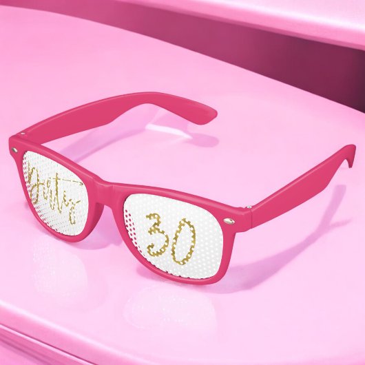 Retro Lunettes de fête d'anniversaire de 30 noix d'or