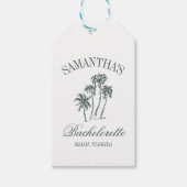 Retro Luxe Beach Bachelorette Logo Palmbomen Cadeaulabel (Voorkant)