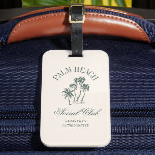 Retro Luxe Beach Social Club Logo Bachelorette Bagagelabel