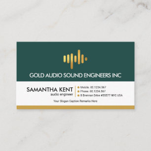 Retro Lyers Gold Sound Wave Audio Engineer Visitekaartje