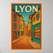 Retro Lyon Frankrijk Reizen: Mid-Century Modern Poster (Voorkant)