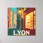 Retro Lyon: Frans stadsgezicht Canvas Afdruk (Voorkant)