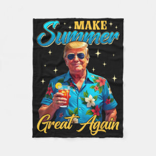 Retro Maak Zomer Groot Opnieuw Donald Trump Zomer  Fleece Deken