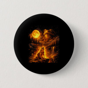 Retro maanlicht dier grappige kikker die naar de ronde button 5,7 cm