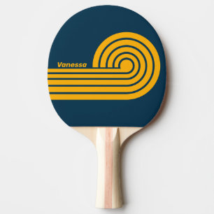 Retro Maanverlichte Getijde Dubbele Krul Strepen m Tafeltennisbatje