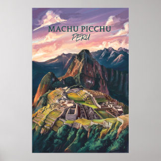 Retro  Machu Picchu Peru V-01 Poster