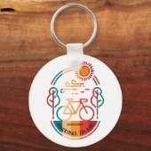 Retro Mackinac Island fietspad Sleutelhanger (Achterkant)