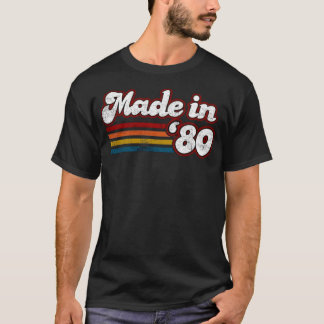 Retro 'Made in 1980' Verjaardags Grafisch Ontwerp T-shirt