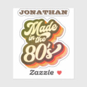Retro Made in de 80s 1980s Funny Quote Name Sticker (Vel)