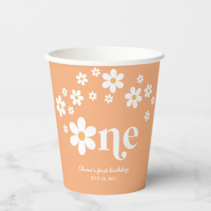 Retro madelief boho 1e verjaardag papieren bekers