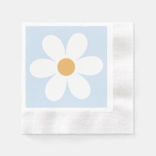 Retro madelief boho blauw servet