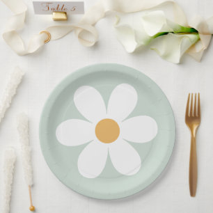 Retro madelief groene boho papieren borden bordje