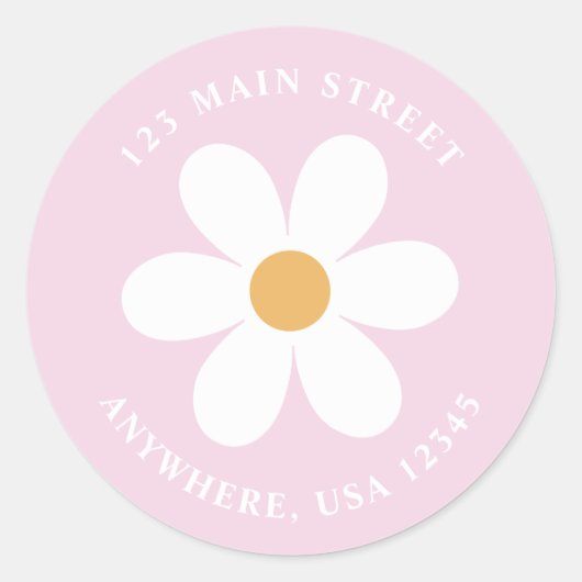 Retro madelief lila boho retouradres sticker (Voorkant)