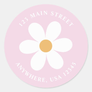 Retro madelief lila boho retouradres sticker