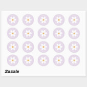 Retro madelief lila boho retouradres sticker (Vel)
