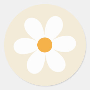 Retro madeliefje bruine boho klassieke ronde stick sticker