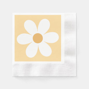 Retro madeliefje geel boho servet