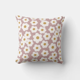 Retro Madeliefjes Bloem Roze Witte Worp Kussen